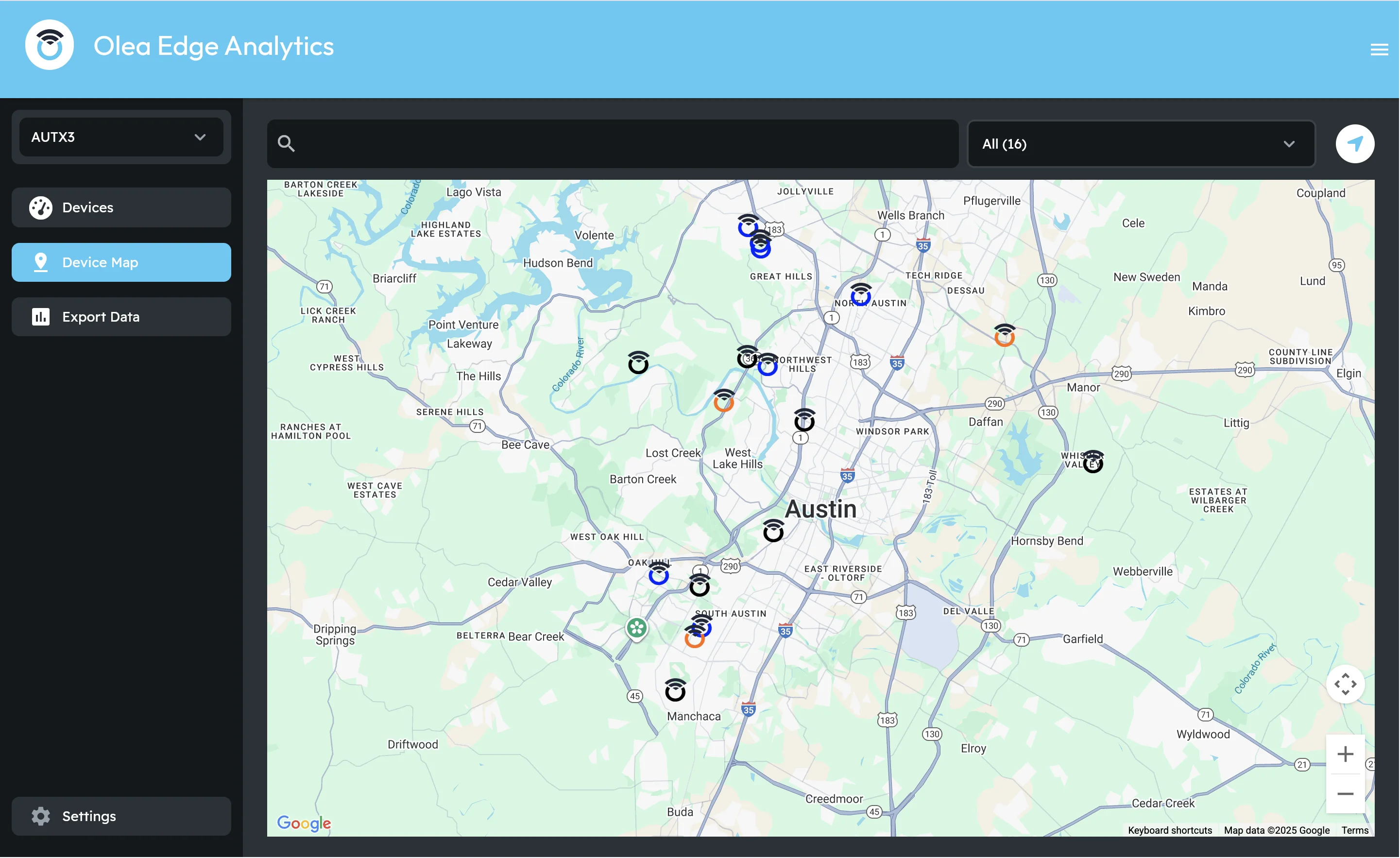 PRV monitoring map showing vault locations and live pressure status